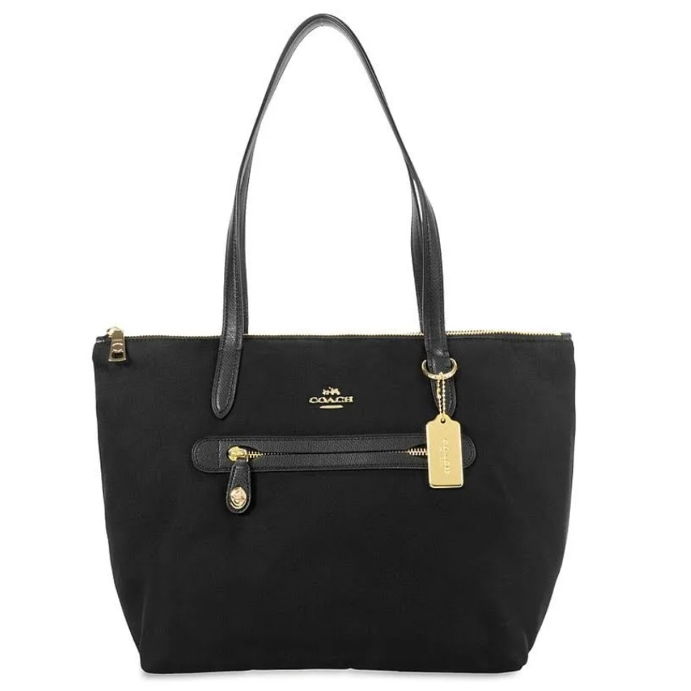 Coach Nylon Zip tote-light Gold black